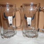 Beer Mugs with Hand Painted "Skull" Design